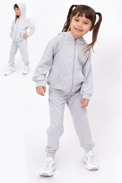 Bubito Set 2 piese unisex pentru copii cu glugă 100% bumbac (1-7 ani)-gri