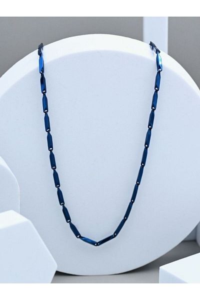 TÜKKAN ACCESSORİES 316l الفولاذ الجراحي الأزرق الداكن مطلي 55 سم Vip سلسلة الصلب قلادة-çkol41
