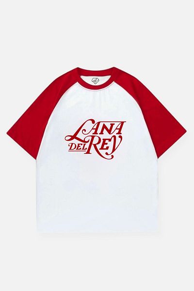 EFBUTİK White Unisex Red Raglan Lana Del Rey T-Shirt