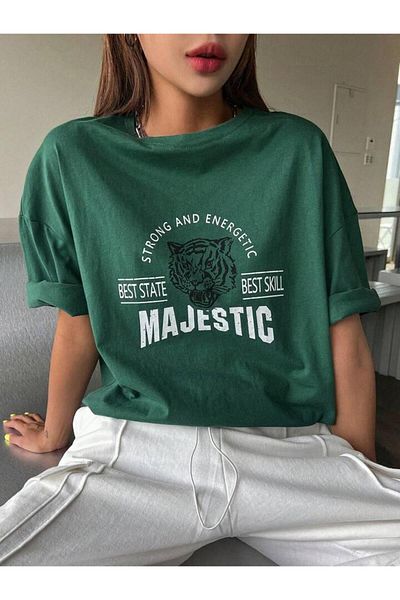 AFROGİYİM Γυναικείο μπλουζάκι Nefti Masejestic Best State με στάμπα Oversize