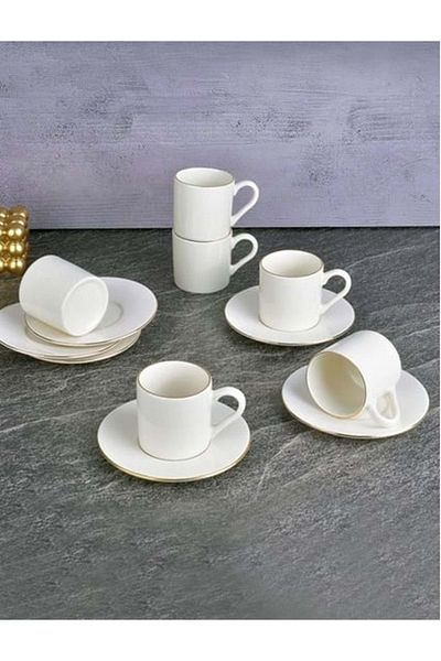Jenisa Porcelain Gold Gilt 12 Pieces Coffee Cup Set for 6 People THN92651