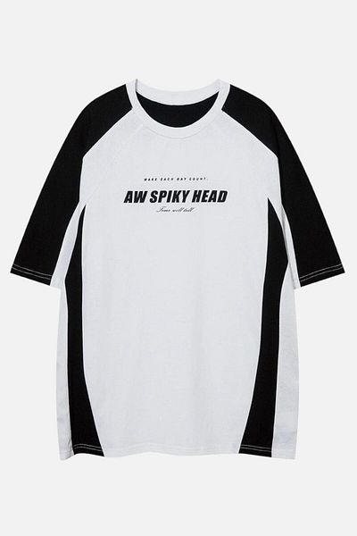 EFBUTİK White Unisex Reglan Y2K Harajuku Aw Spiky Head T-Shirt