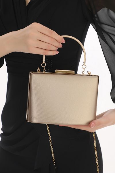 womenacs Bronze Color Fabric Patterned Women's Evening Dress Clutch Portfolio Bag