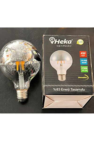 Heka 4 WATT KROM AYNALI ENDİREKT DİMMERLİ 2700 KELVİN GÜNIŞIĞI 220 LÜMEN LED RUSTİK AMPUL