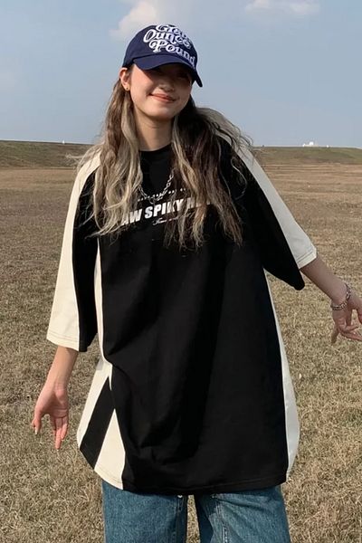 EFBUTİK Black Unisex Reglan Y2K Harajuku Aw Spiky Head T-Shirt