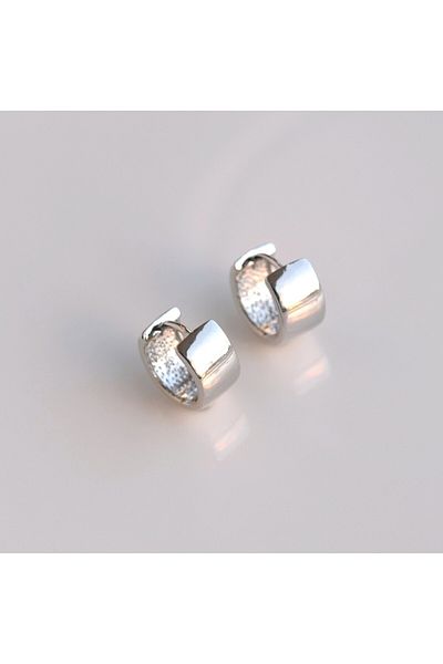 Heppii Wide Curved Hoop Earrings Silver Color