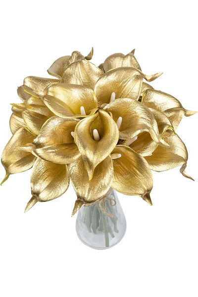 Nettenevime Τεχνητό Λουλούδι Χρυσό Χρώμα Gala Eva Υλικό Cala Flower Ματσάκι 8 τεμαχίων