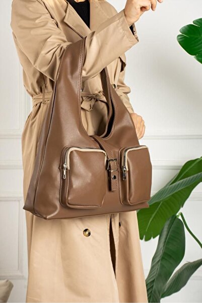 BİG DAYS toka detaylı suni deri çok cepli kadın el ve omuz çantası