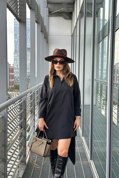 Buklemoda Asymmetrical Tunic with Shirt Collar