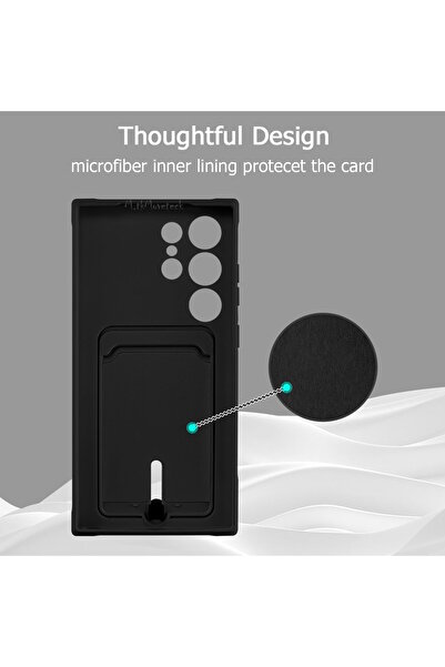 m.tk moveteck Samsung Galaxy S24 Ultra Kılıf Kamera Korumalı Kartvizitli Cüzdan Yumuşak Silikon Kapak Kartlıklı