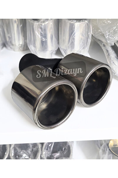 SML Dizayn 100lük Büyük Çiftli Egzoz Ucu 1 Adet 100 mm Çiftli Egzoz-Egzos-Egs...
