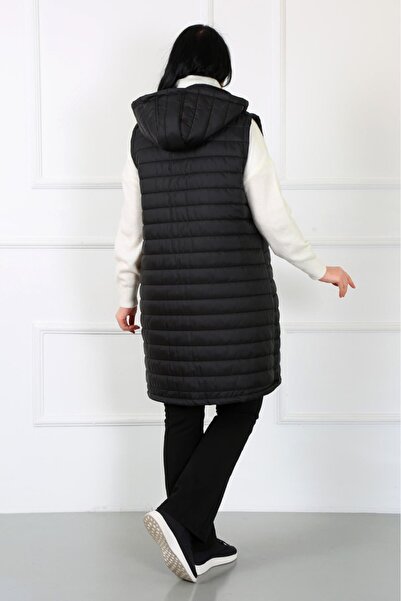 By Alba Collection Women's Black Long Quilted Plus Size Vest