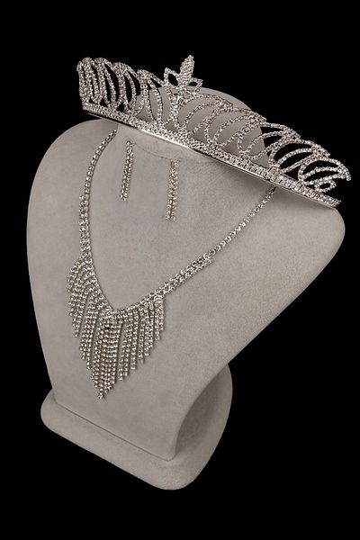 Hayalperest boncuk Mia Stone Detailed Evening Dress and Necklace Earring Set - Tulip Bridal Crown