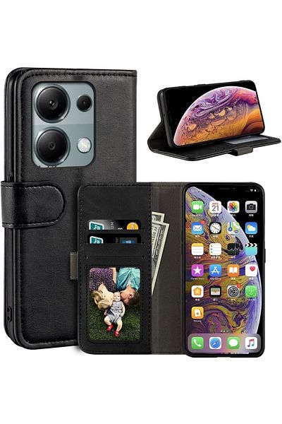 m.tk moveteck حافظة لهاتف Xiaomi Redmi Note 13 Pro 4g 360 حافظة جلدية كاملة مزخرفة بغطاء قلاب مع حامل بطاقة عمل