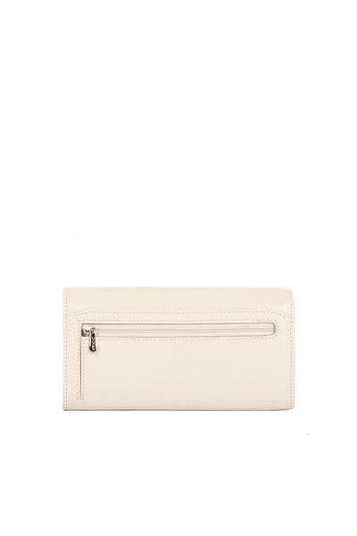 Eminsa Cream Genuine Leather Women's Magnetic Cover Wallet