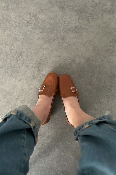 SHOEBELLAS Γυναικείες μπαλαρίνες Madel Tan Skin