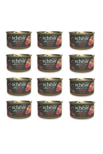Schesir After Dark Parça Etli Tavuk ve Sığır Etli Kedi Konserve 80 Gr. X 12 Adet
