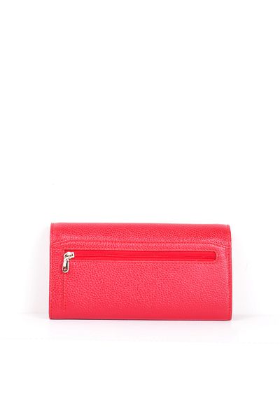 Eminsa Red Genuine Leather Women's Magnetic Cover Wallet