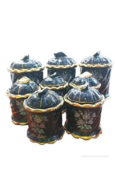 Dedemin Antikaları Vintage Kobalt Seramik Baharat Takımı