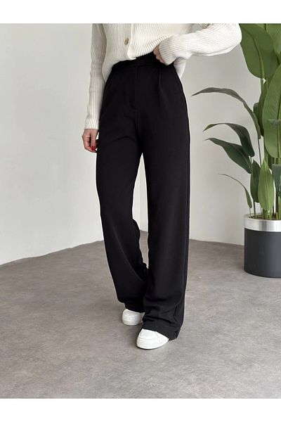 HARMONY GLOBAL Women's Full Lycra Crepe Fabric Palazzo Trousers with Elastic Waist and Velcro
