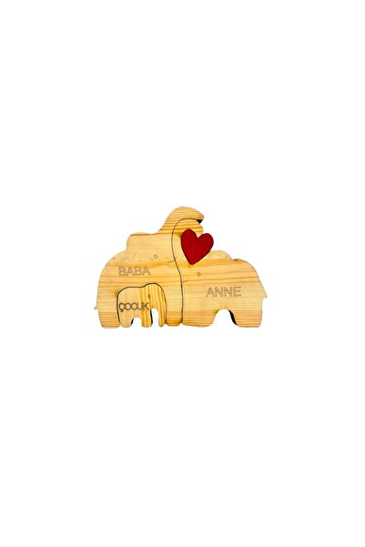 Kişiye Özel Ahşap Dino Aile Puzzle Sekizli