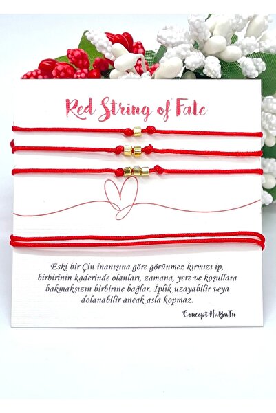 Concept HuBuTU 4-Piece Red Women's Men's Fate String Couple Bracelet Set