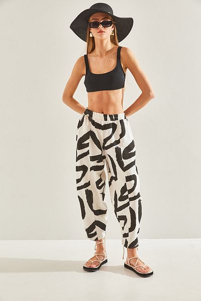 Bianco Lucci Damen-Leinenhose mit elastischer Taille und Tasche60101054