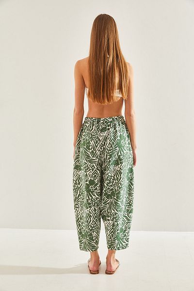 Bianco Lucci Gemusterte Leinenhose für Damen mit elastischem Bund und Tasche60101057