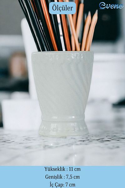 Evene Pen Holder White Color Desk Pen Holder Organizer Pen Holder Model 14