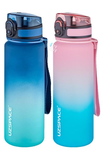 Uzspace 2-Piece Tritan Water Bottle Set 500ml Double Color Softtouch FF Collection Tritan Water Bottle