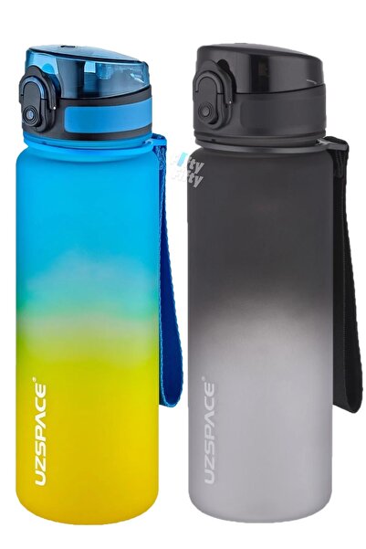 Uzspace 2-Piece Tritan Water Bottle Set 500ml Double Color Softtouch FF Colle...