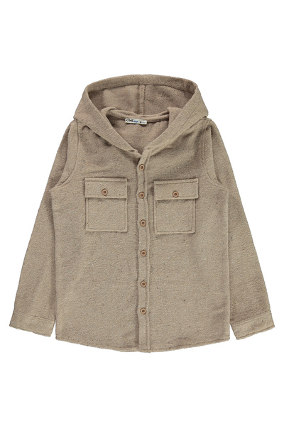 Civil Boys Erkek Çocuk Kapüşonlu Gömlek 10-13 Yaş Taş Rengi