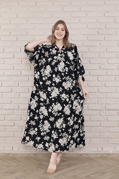 mervemoda Тъкана дамска рокля голям размер