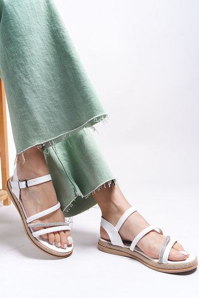 Riccon Damen Sandalen0012102 Weiße Haut