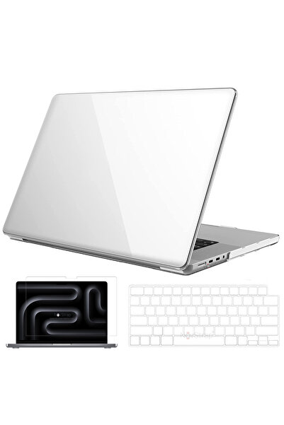 NovStrap Glossy Case + Transparent Keyboard Case + Film Compatible with Macbook Pro 14 inch M3 A2992 A2918