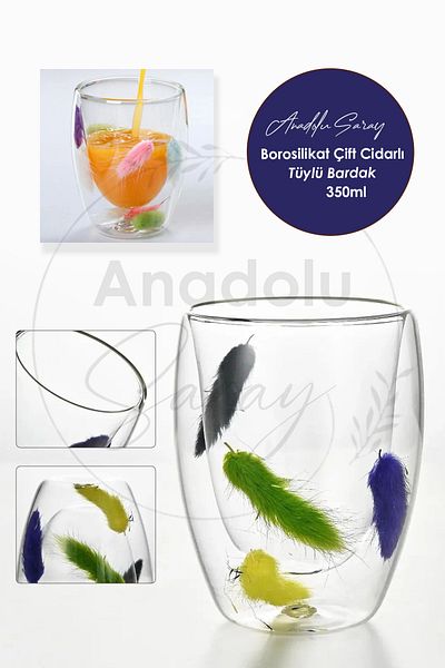 Anadolu Saray Heat Resistant Double Wall Feathered Cup |   Coffee and Presentation Cup