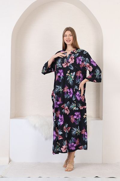 mervemoda Γυναικείο υφαντό φόρεμα μεγάλου μεγέθους