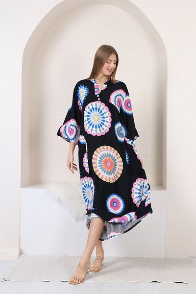 mervemoda Γυναικείο μεγάλο King size υφαντό φόρεμα