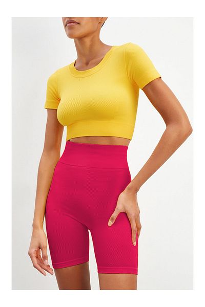 MİSTİRİK Felolin Model Κορδόνι Πλεκτό Αθλητικό Σορτς Αθλητικό Σορτς Άνευ ραφής Συσφιγκτικό Καραμέλα Ροζ Χρώμα