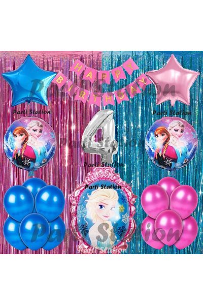 Parti Station 4 Years Frozen - Frozen Elsa Pink Birthday Party Balloon Set