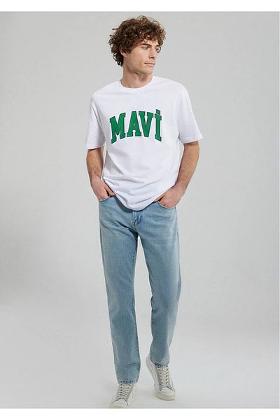 Mavi Λευκό μπλουζάκι με στάμπα BlueLogo Loose Fit / Loose Relaxed Fit 0611711 -620