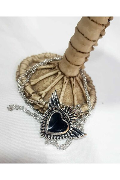 DÜKKAN DESİGN BLACK HEART WINGS KOLYE