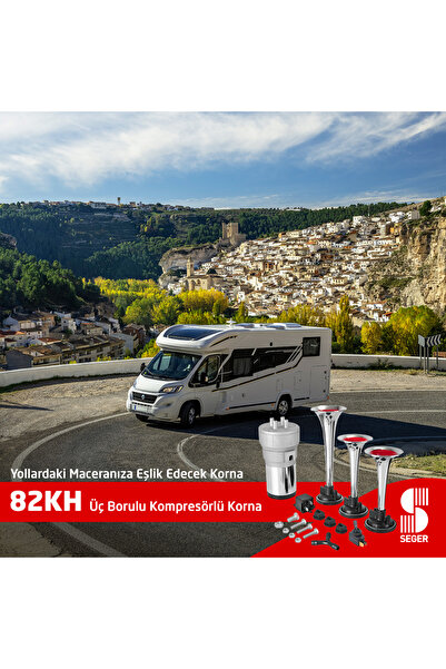 Seger 12v Üç Krom Boru Melodili Kompresörlü Korna 82KH12.000.03b