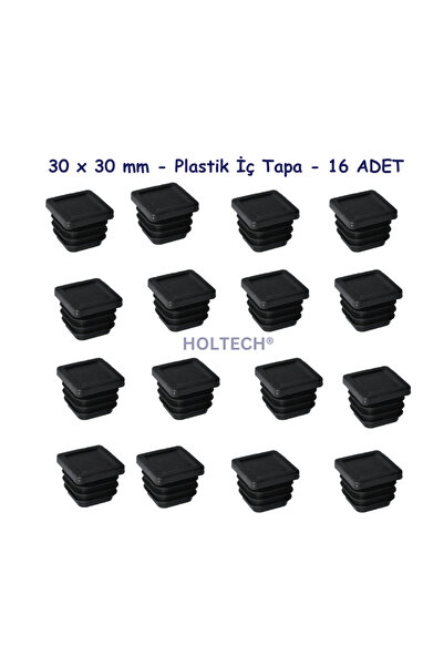 HOLTECH 30 X 30 mm Plastik İç Tapa 16 Adet  Kare Içe Geçme Profil Tapası
