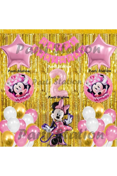 Parti Station Minnie Mouse Balon Set 2 Yaş Minnie Mouse Konsept Doğum Günü Pa...