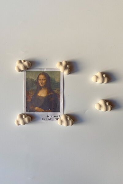 sin istanbul 6'lı Mini Bulut Buzdolabı Magneti Bej