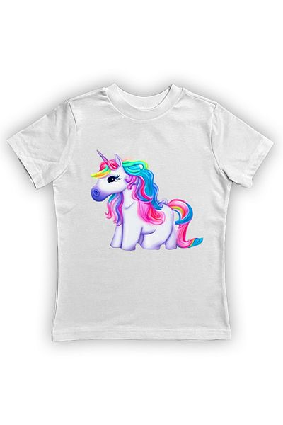 UNICORN εμπριμέ βαμβακερό χτενισμένο βαμβακερό ύφασμα καλοκαιρινό παιδικό μπλουζάκι