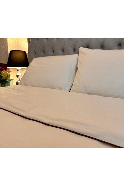 calinahome غطاء وسادة من الساتان القطني المضلع باللون الأبيض