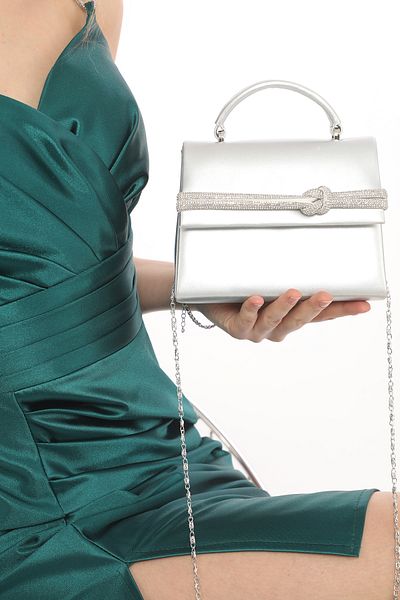 Piedra Accesoriu din piatră de culoare argintie poate fi folosit cu curea de umăr cu închidere magnetică (dimensiune mică) rochie de seară geantă pentru femei