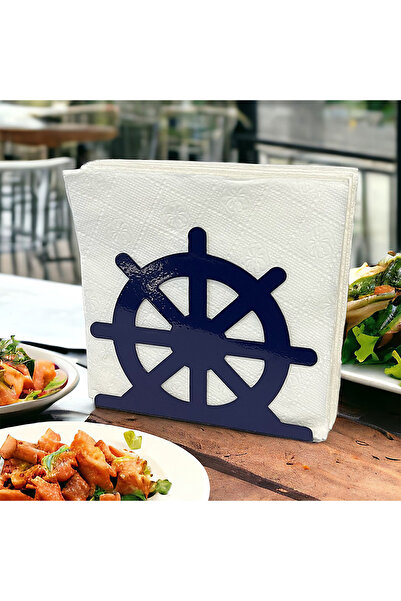 decorelax Синя металева серветниця з мотивом керма
